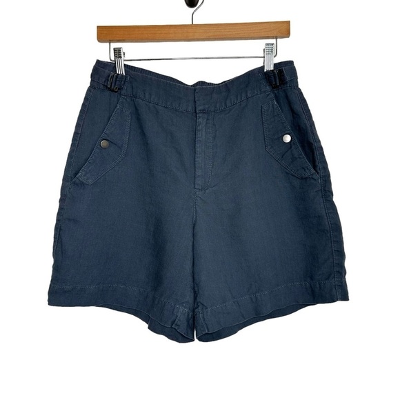 Athleta Womens Voyager Linen Shorts 8 Granite Blue Lightweight Adjustable Waist - Picture 3 of 12